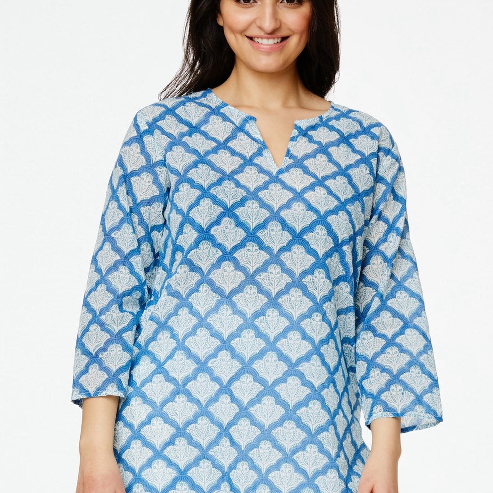 Roller Rabbit Blue Jemima Kurta Swim Cover Up Size XS